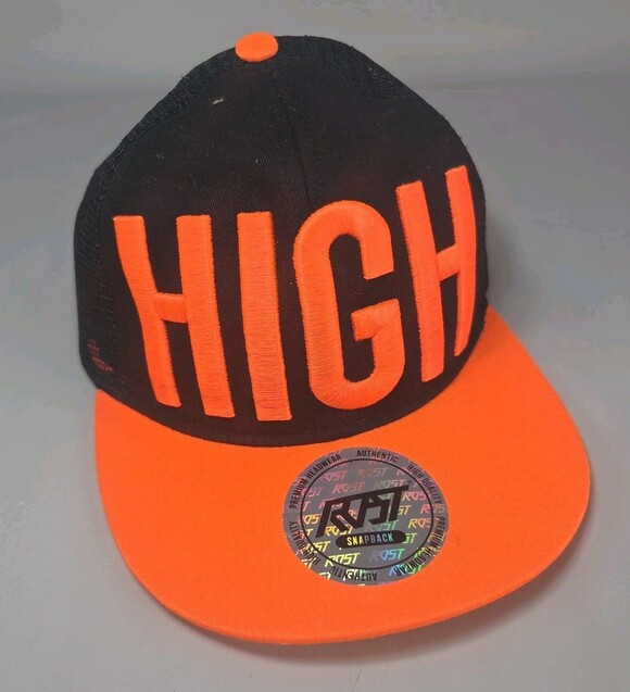 Unbranded Other - HIGH -Black Orange Original Snapback Hat Men's Adjustable Flat BILL ADJ